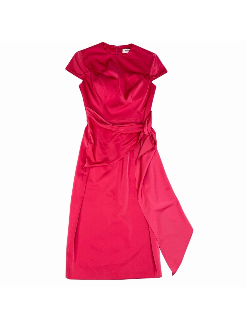 Andrea Iyamah Womens Small Pink Cap Sleeve Wrap Satin Midi Dress